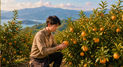 柑橘畑で学ぶ若い生産者
